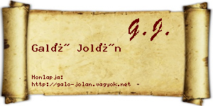 Galó Jolán névjegykártya